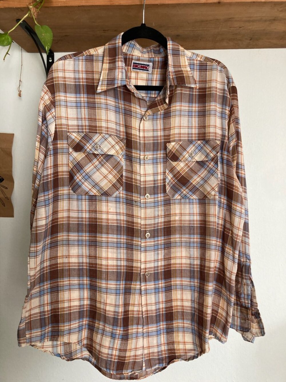 Vintage Men's Plaid Shirt (Large/XL) BIG MAC Long Sleeve Western